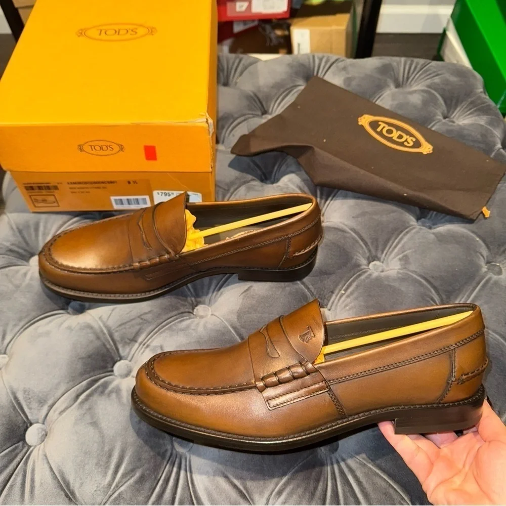 New Size 10.5 (UK 9.5) Tod’s Mocassino Loafers Brown Leather